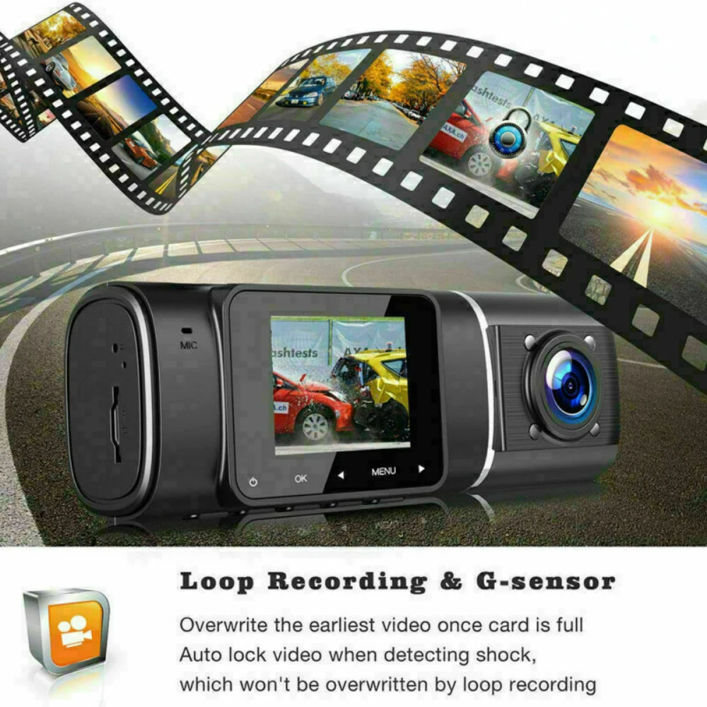 

1.5 Inch Wide Angle Full HD 1080P Driving Recorder Infrared Night Vision G-Sensor HDR Dual Lens Parking Monitor Car DVR Camera