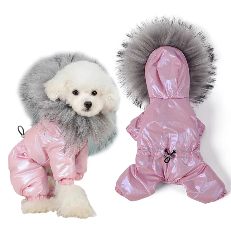

Роскошный меховой ошейник одежда для собак водонепроницаемый ветрозащитный комбинезон для маленьких собак с регулируемой талией теплая о...