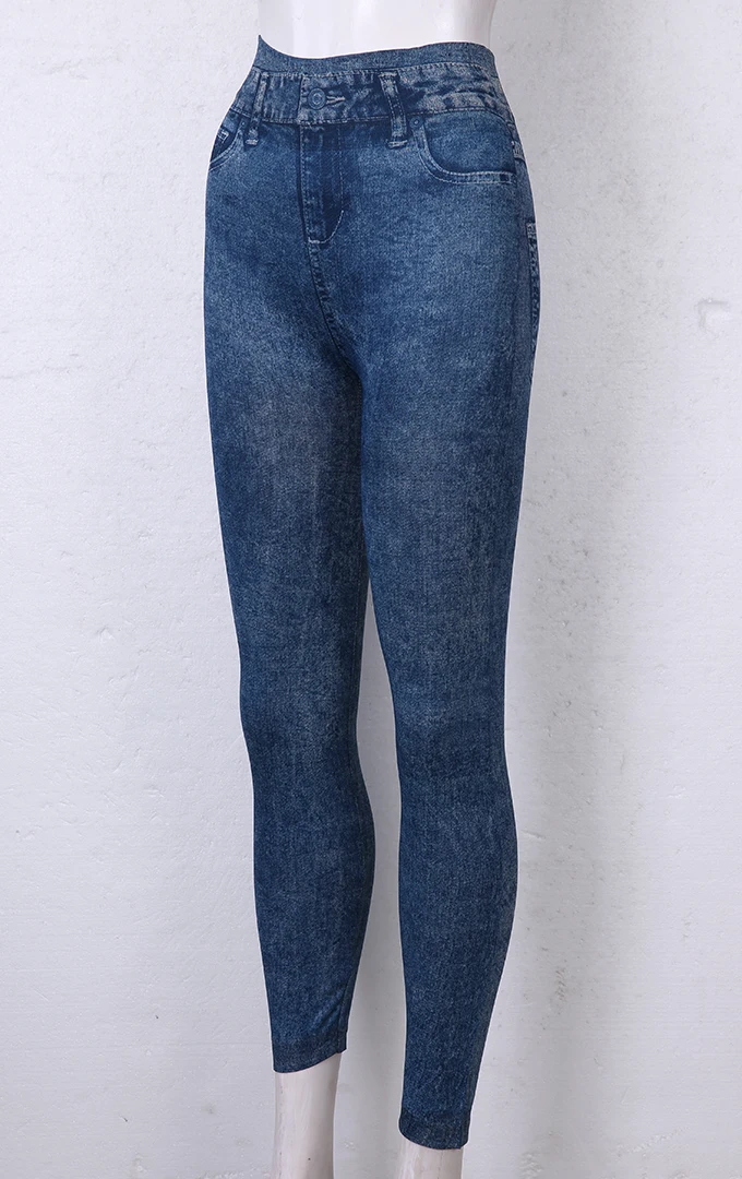 

Women Leggings Skinny Slim Thin Elastic High Waist Washed Stretchy Pencil Pants Imitation Denim Trousers For Women Spring Autumn
