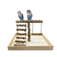 parrot supplies wooden play stand training stand bird toys swing climbing ladder nibbling teething toys jaulas pet supplies