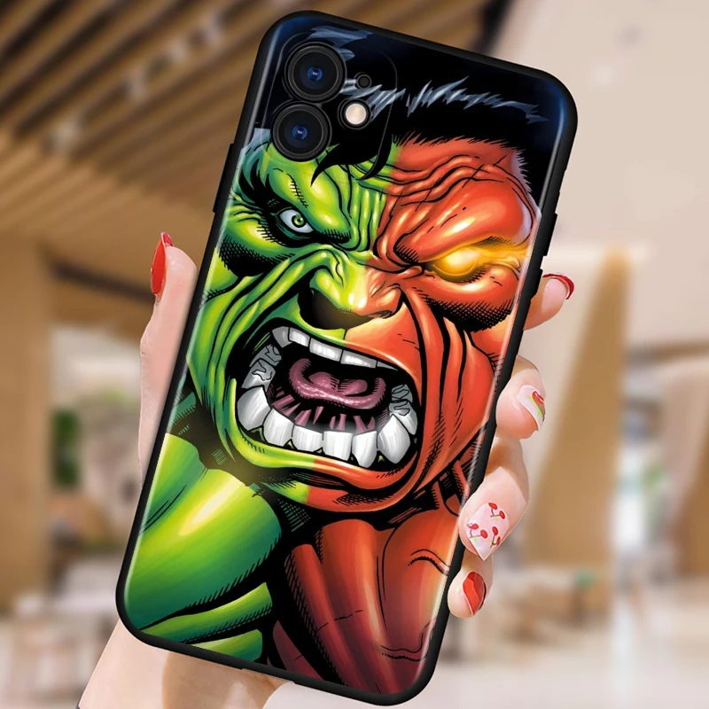 

Marvel-hero Hulk Shockproof Cover for iPhone 5 5S 6 7 8 X XR XS 11 SE 12 2020 mini Plus Pro MAX TPU Black Soft Cover