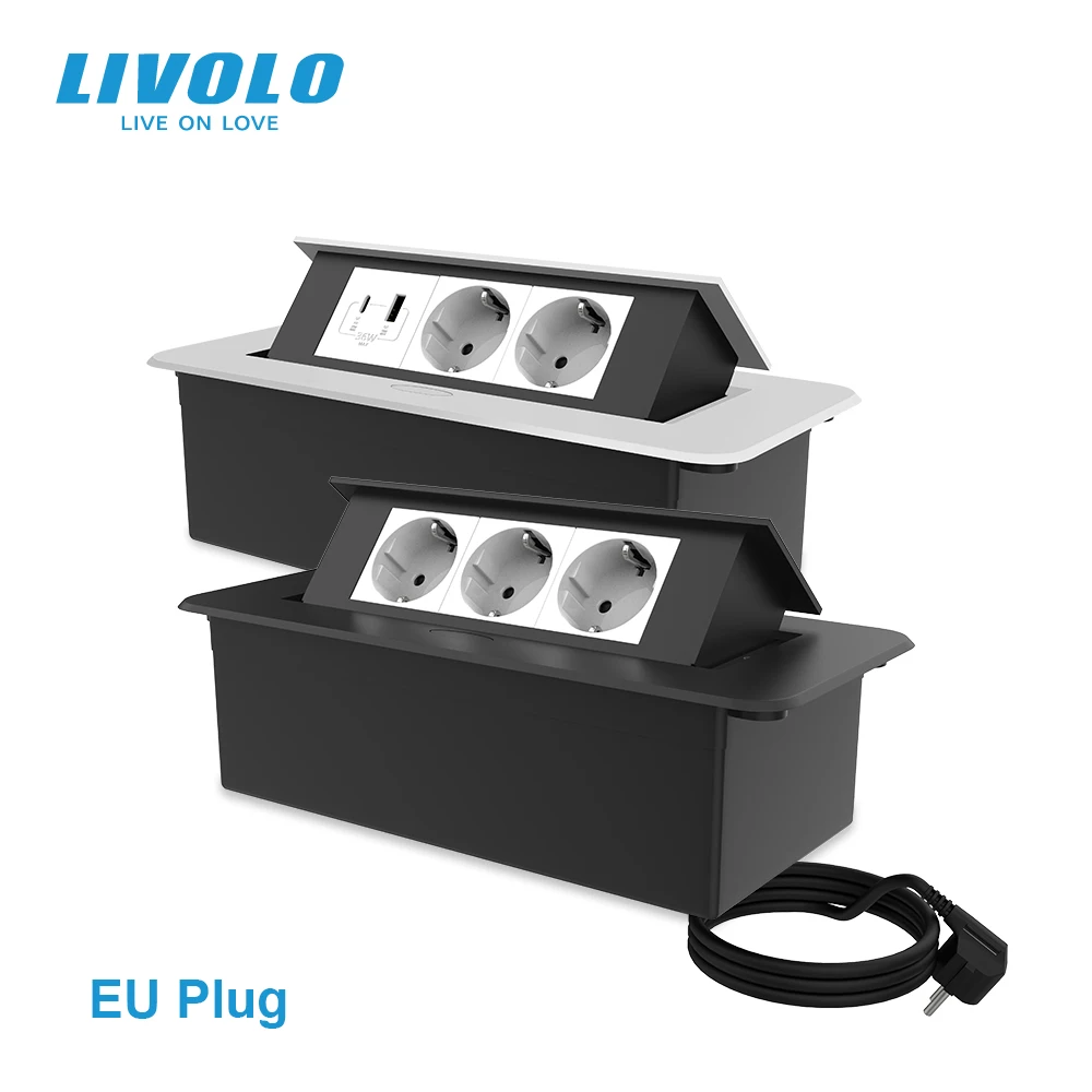 Настольная Выдвижная скрытая розетка LIVOLO штепсельная вилка европейского