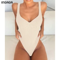 ingaga push up womens swimwear 2021 sexy swimsuit one piece high cut bodysuit women summer ribbed bathing suits beachwear