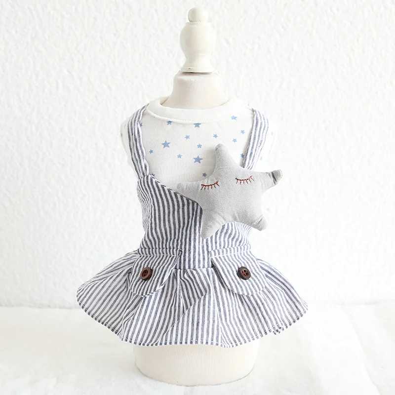 Полосатое летнее платье для собак и кошек 100% хлопок одежда чихуахуа Тедди щенков