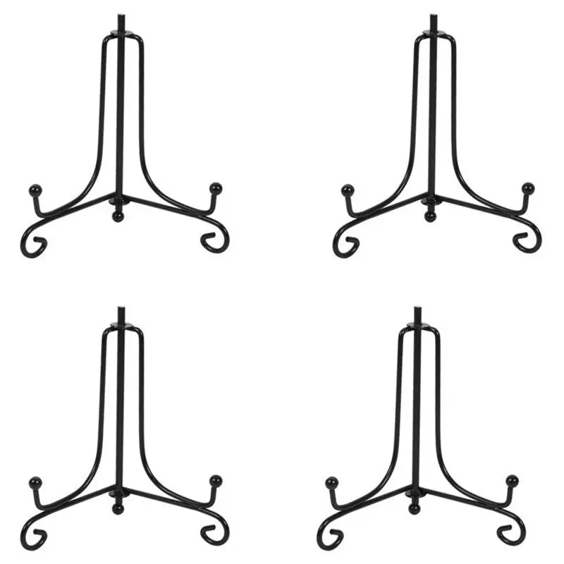 (4 pack)Iron Display Stand Black Iron Easel Plate Photo Holder Displays Picture Frames Cookbooks Decorative Pl | Дом и сад