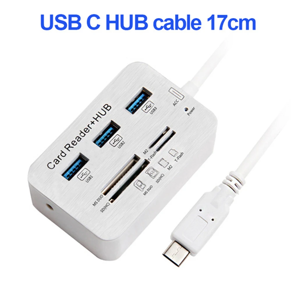1 шт. Тип C кабель 17 см usb хаб с 3 портами (стандарт мульти концентратор TF/SD карты для