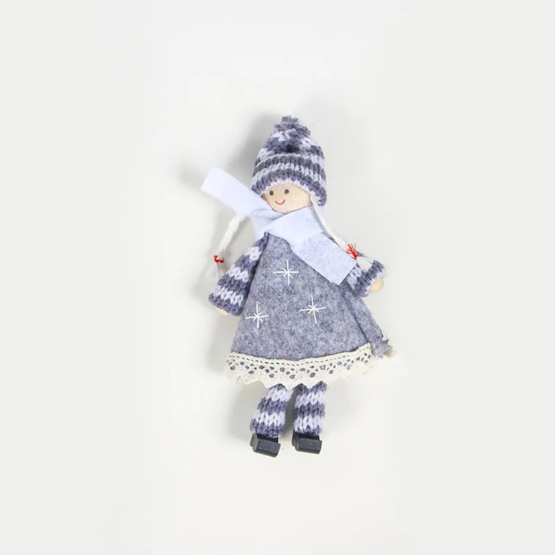 grey girl Шерстяной войлок, Рождественская елка, подвеска, ангел, кукла, игрушка для нового года, украшения для дома, милый подарок для маленькой девочки, Рождественская елка, висячие украшения - Цвет: grey girl