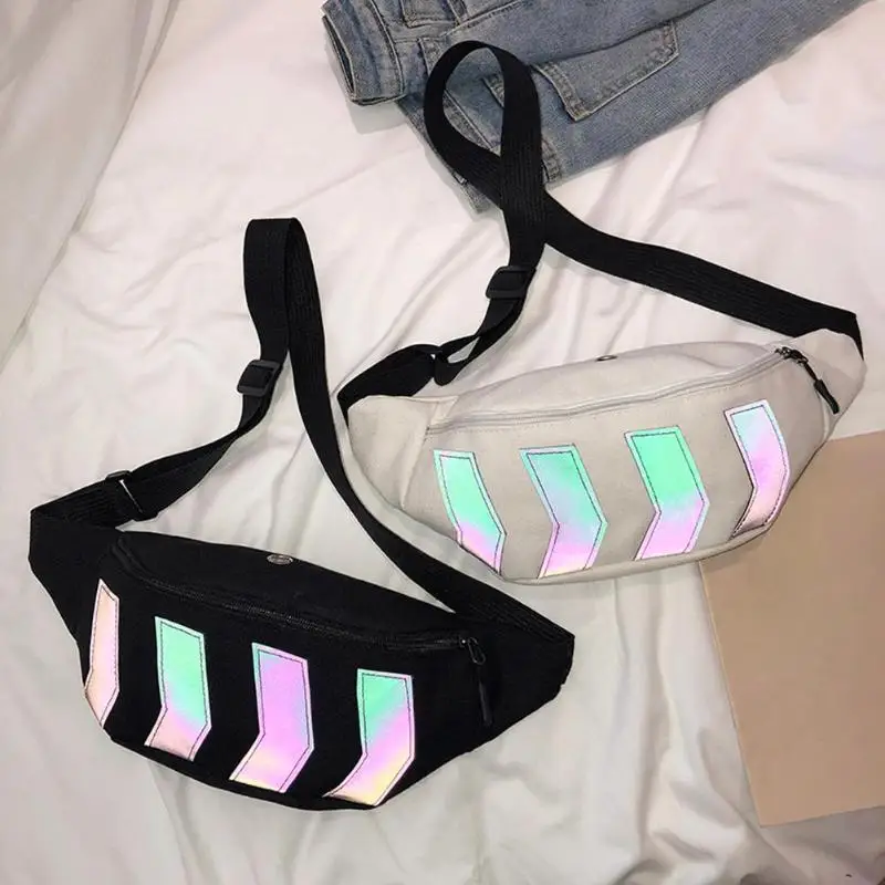 

Hip Hop Waist Bag for Women Men 2019 Canvas Fanny Belt Pack Street Reflective Shoulder Crossbody Chest Bag New Brand Money Pouch