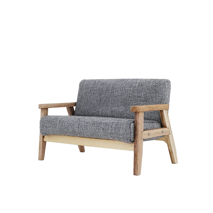 Double Sofa Миниатюрный Кукольный дом диван наборы кукольный домик деревянный современный ручной набор 1/12 масштаб OB11 - Цвет: Double Sofa
