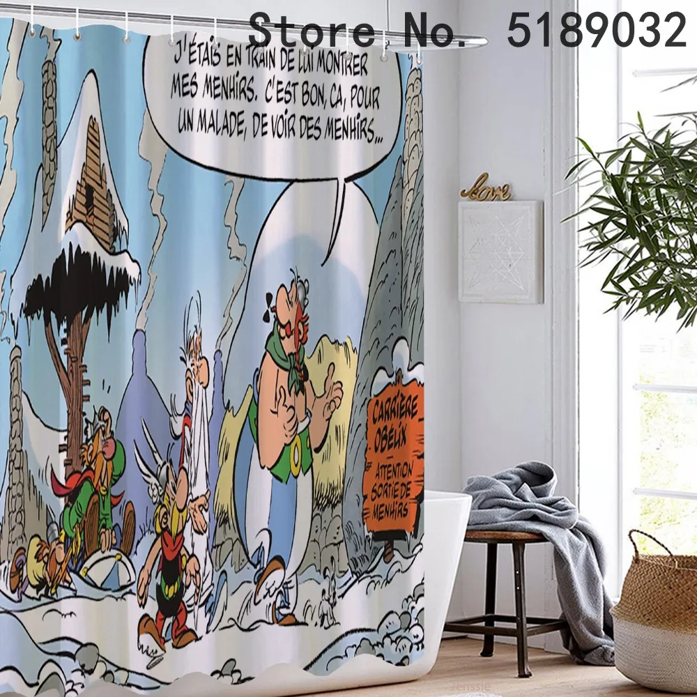 Мультяшная занавеска для душа Astérix 3D принт ванны Бесплатные Крючки забавные