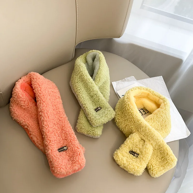 

new children's scarf imitation rabbit fur with warm lamb fur scarf for men and women babies cute neck sets 70*9cm