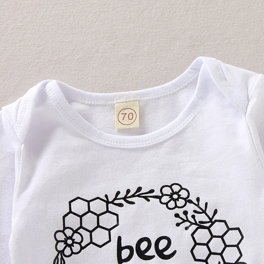 Комбинезон с буквенным принтом для маленьких девочек боди + джинсы имитацией