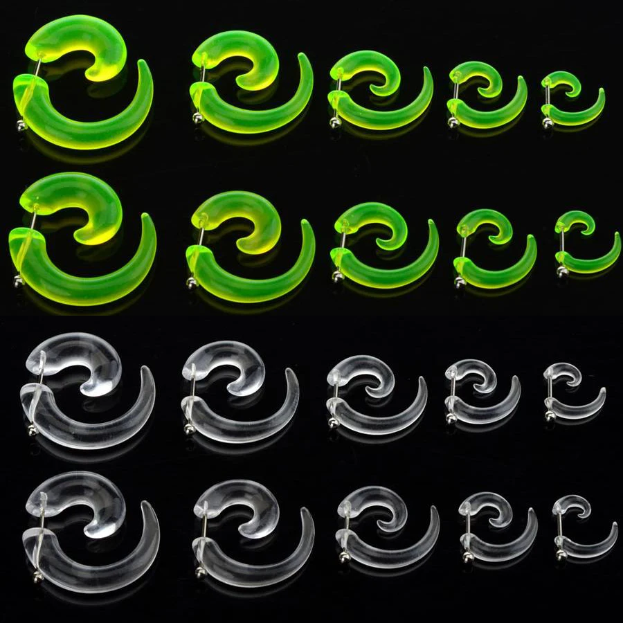 Прозрачные 10 шт/5 пар акриловые спиральные затычки для ушей Поддельные Носилки