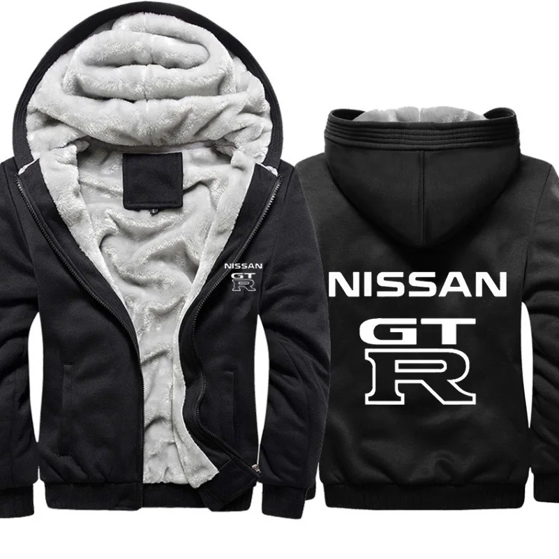 

New Hoodies Men GTR Car Logo Print Jacket Thicken Hoodie Men Winter Warm Fleece cotton Zipper Camouflage Raglan Mens Coat Jacket