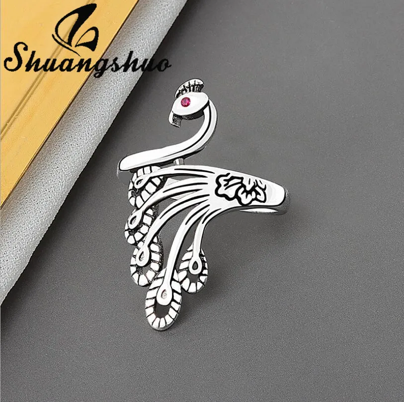 Shuangshuo Винтажные Ювелирные изделия серебряного цвета модные открытые кольца с