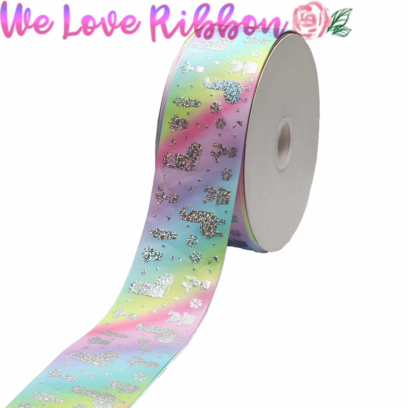 3 &quot75 мм Мультфильм Альпака Кактус Цветок голограмма серебряная фольга радужные