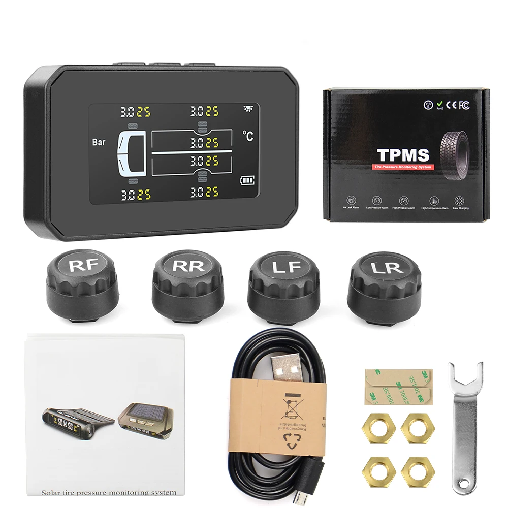 car alarms for sale 2021 Universal For Truck Tire Pressure Monitoring System TPMS USB Solar Charge External Sensor Tyre Temperature Alarm Monitor rear parking sensors
