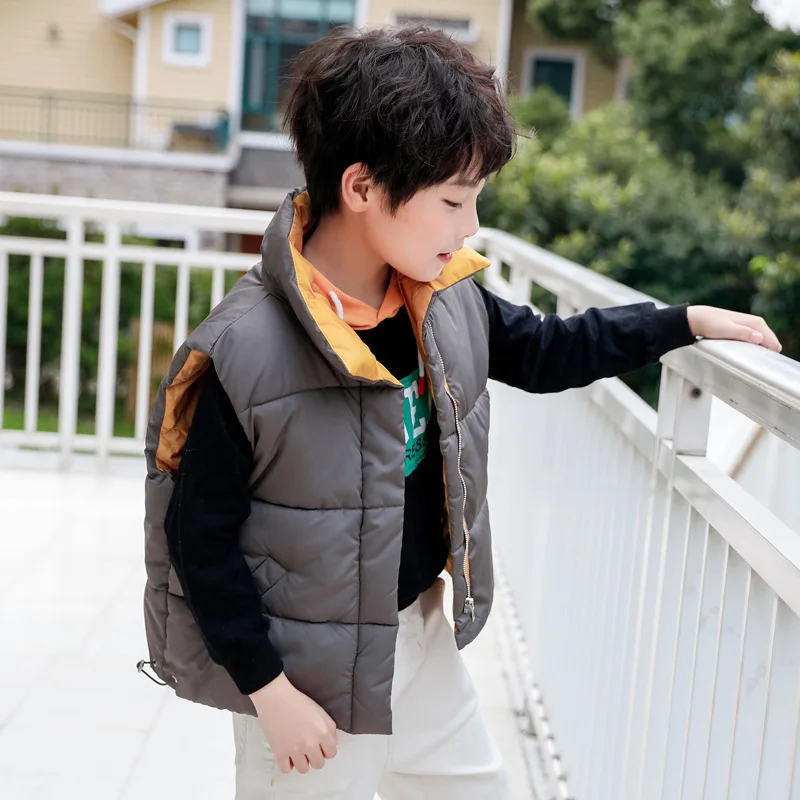 Осень-зима детские жилеты пальто От 2 до 8 лет теплые для мальчиков яркие цвета