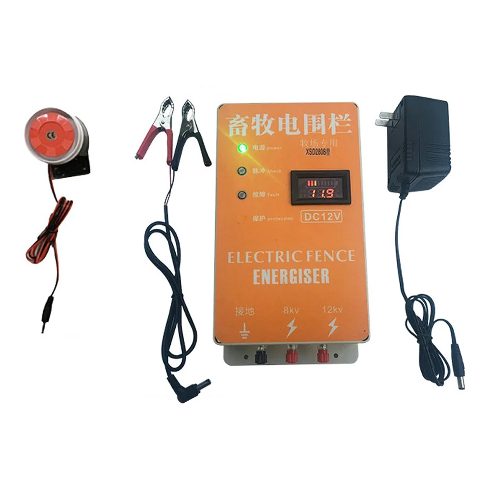 Solar Electric Fence for Animals 5/10/20 KM Energizer Charger Controller Animal Horse Cattle Poultry Farm Shepherd Alarm Tools