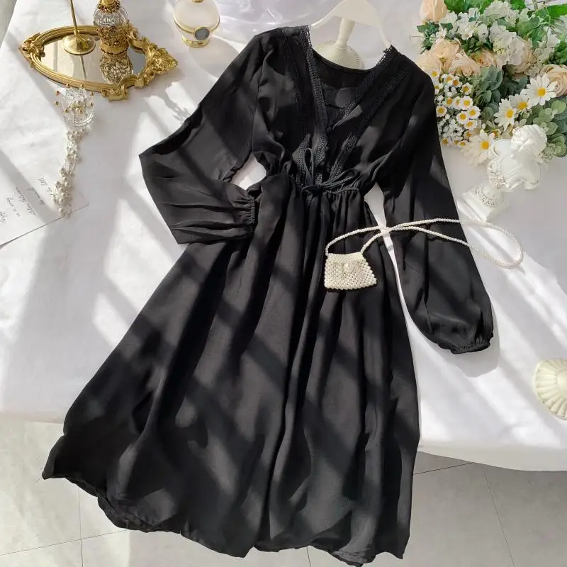 2019 Новое модное женское французское платье женские пышные рукава с высокой