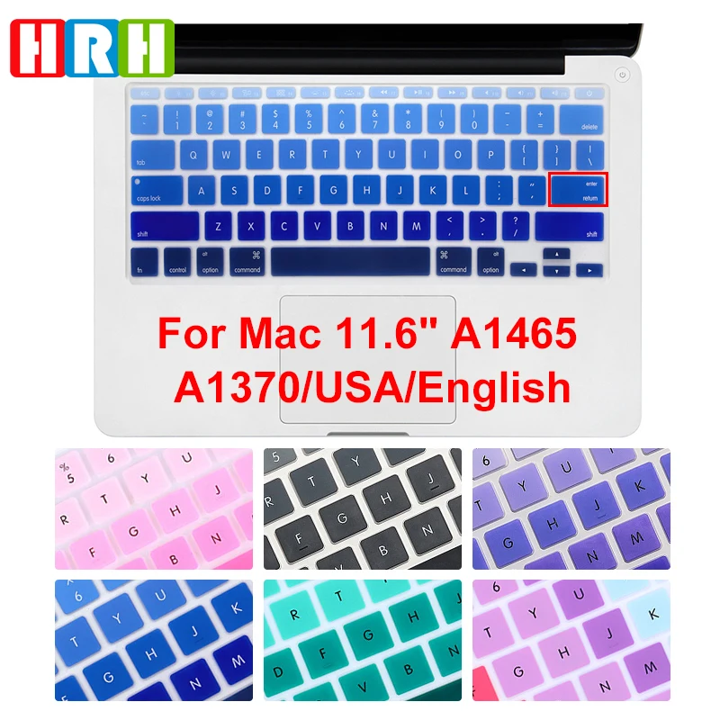 HRH Waterproof Stylish Design Silicone Keyboard Cover Keypad Skin Protector Protective Film For Macbook Air 11 11.6 A1465 A1370