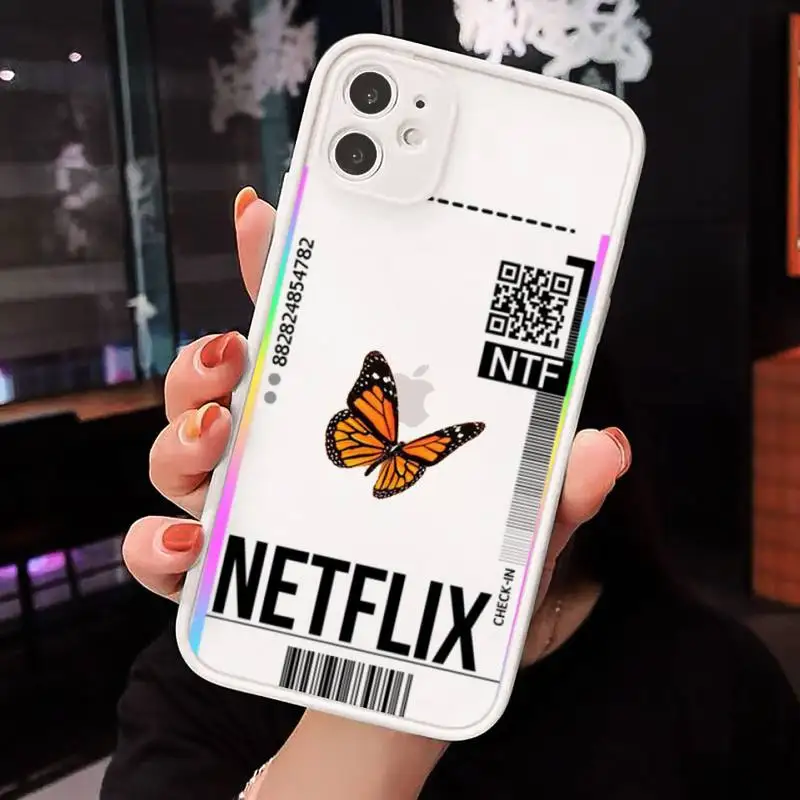 

Country Label Air Tickets butterfly Phone Case Matte transparent For White iPhone 12 Mini 11 Pro XR XS Max 7 8 Plus X Back Cover
