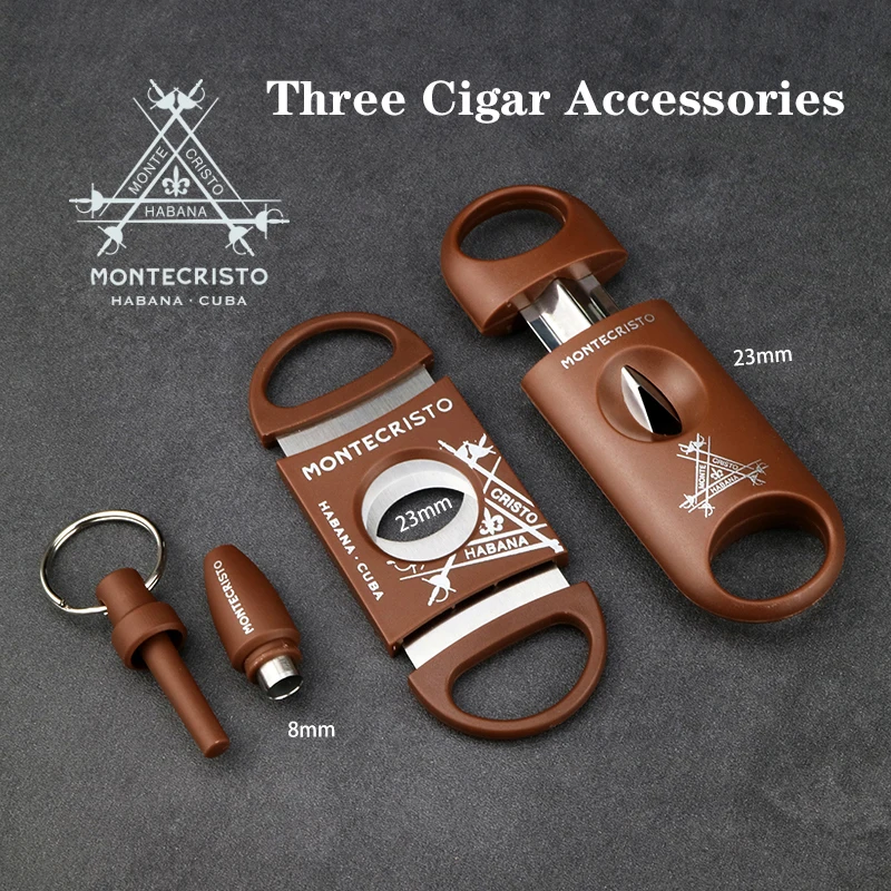 

Montecristo 3 Cigar Set Classic Pocket Cigar Cutter V-Cut Sharp Stainless Steel Blade Guillotine Puncher Cutting Knife Accessory