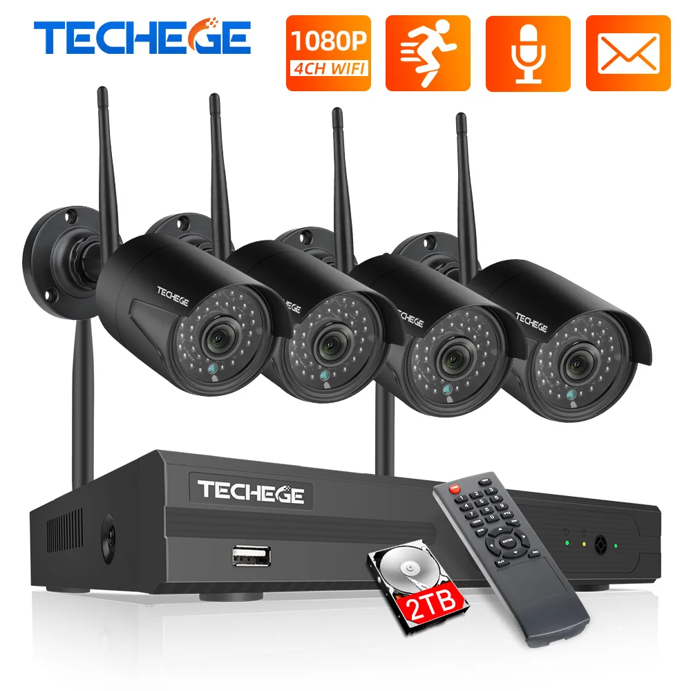 Techege 1080P Беспроводной камера видеонаблюдения системы безопасности Наборы аудио