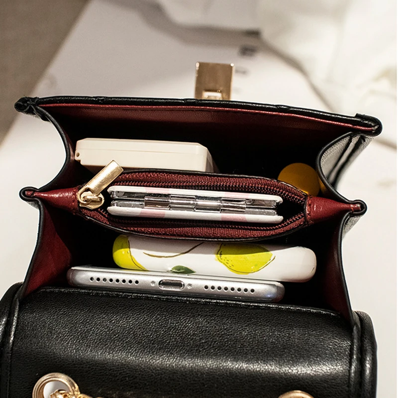 Дамская маленькая стеганая сумка через плечо из искусственной кожи на цепочке