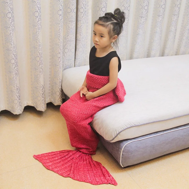 Одеяло с хвостом Русалочки шерстяное вязаное одеяло ручной работы для сна рыбьим