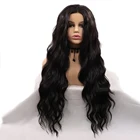 Темно-коричневые синтетические кружевные передние парики Sylvia 2 #, свободные волнистые, средней части, длинные, термостойкие волосы из волокна для женщин