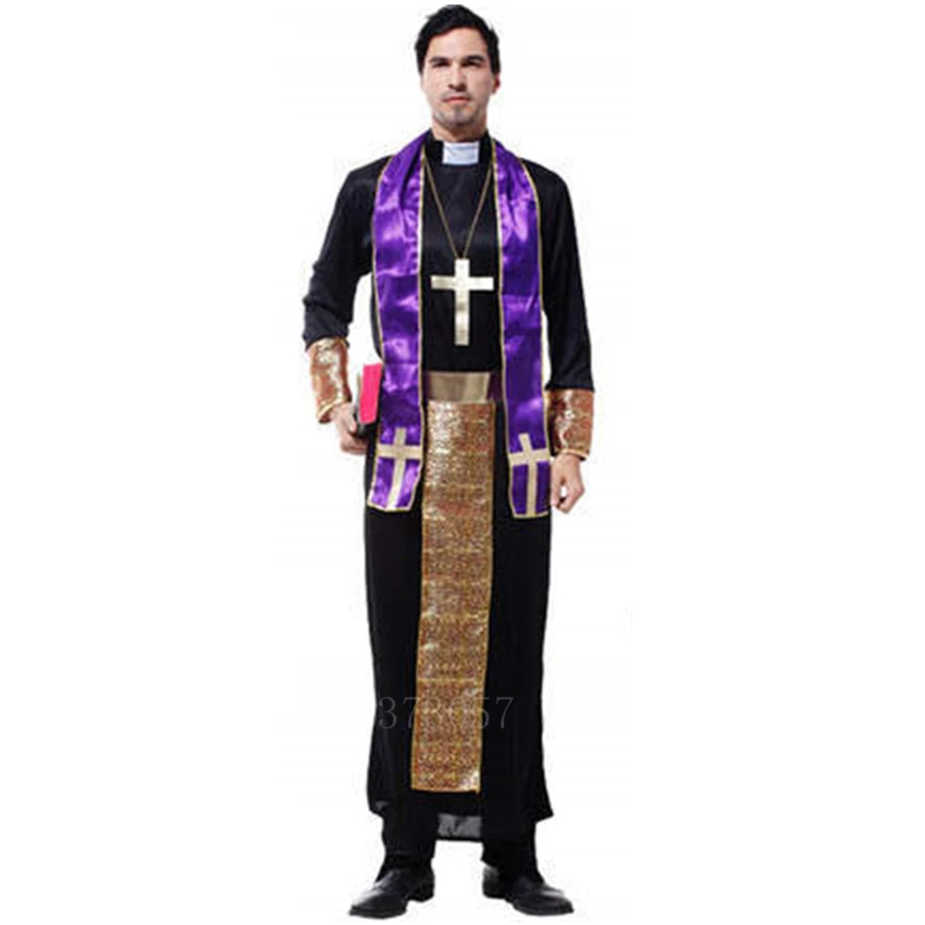 2021 мужские костюмы священника Бишопа христианский пастор клиргимен косплей