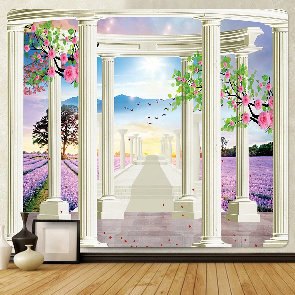 3D водопад пейзаж дом декоративный гобелен психоделическая сцена украшение