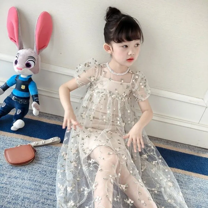 Детское платье для девочек Летнее из тюля в комбинезон принцессы на бретельках