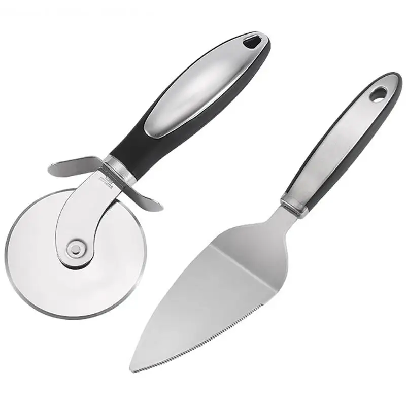 

2PCS Pizza Cutter Stainless Steel Pizza Knife Cake Bread Pies Round Knife Pastry Pasta Dough Kitchen Baking Tools