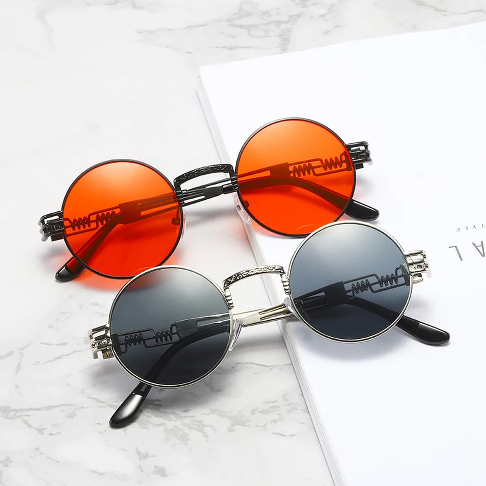 

Personality Glasses Legs Retro Sunglasses Men Women Gothic Steampunk Vintage Metal Round Sun Glasses High Quality Eyewear UV400