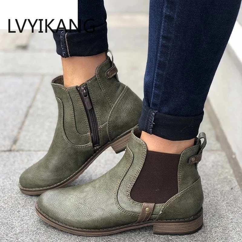 Новинка 2019 женские ботинки осенне-зимние классические Ботильоны на молнии для