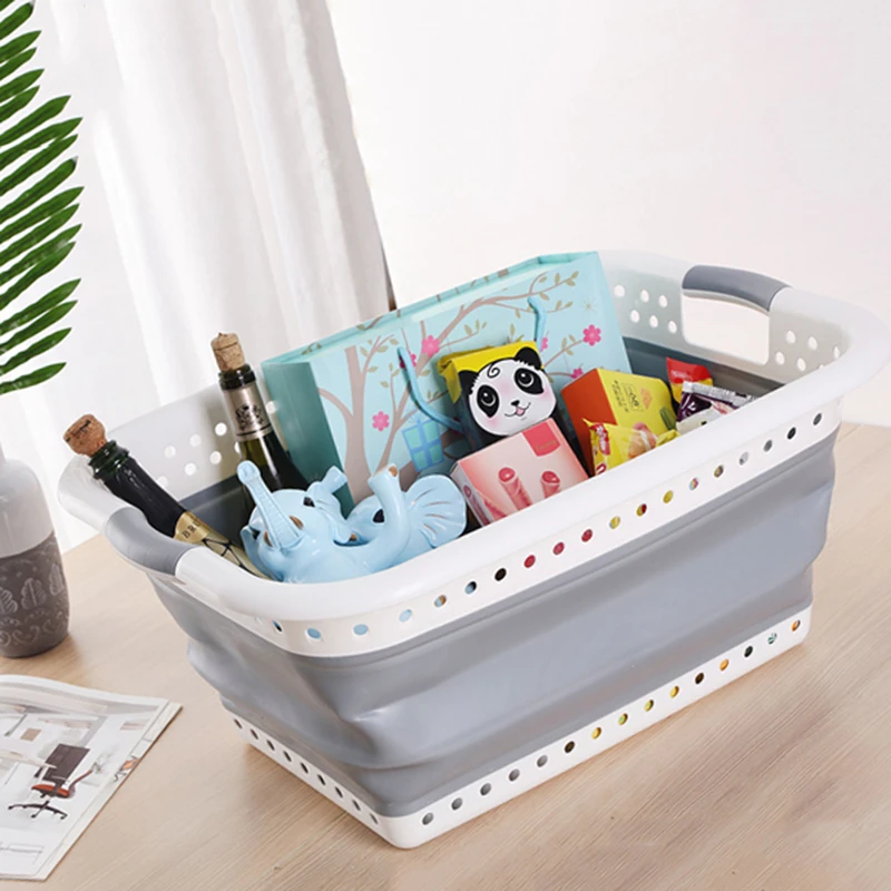 

Laundry Basket Stand Storage Basket Toy Clothe Storage Box Large 37L Baske Washing Dirty Clothes Foldable Basket Home Organizer