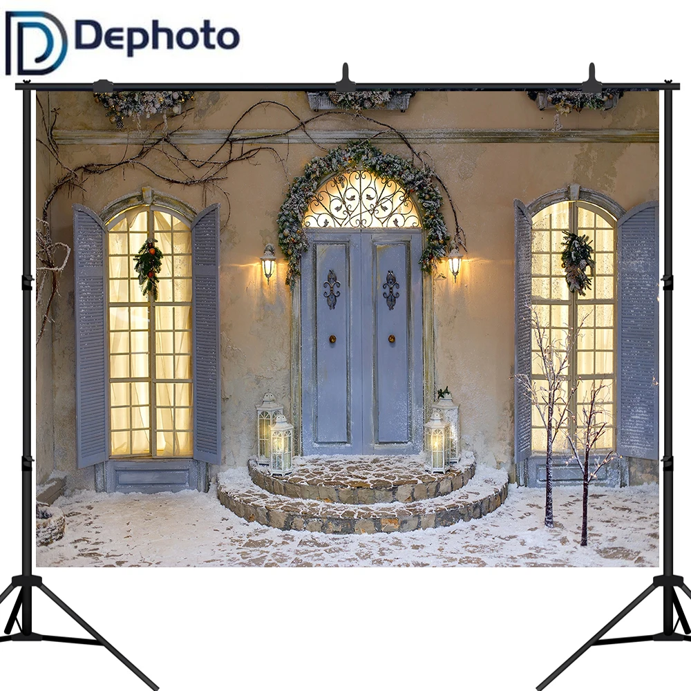 Фоны для рождественской фотосъемки с изображением снежного венка деревянной