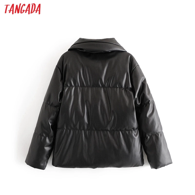 

Women brown fur faux leather jacket coat oversized buttons 2020 Winter Female pu turn down collar jacket overcoat QN30