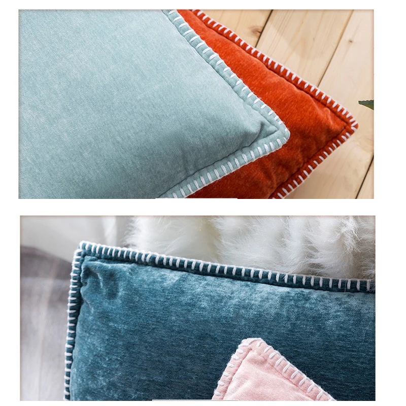 Мягкий чехол для подушки из синели розовый серый горчичный желтый с бахромой