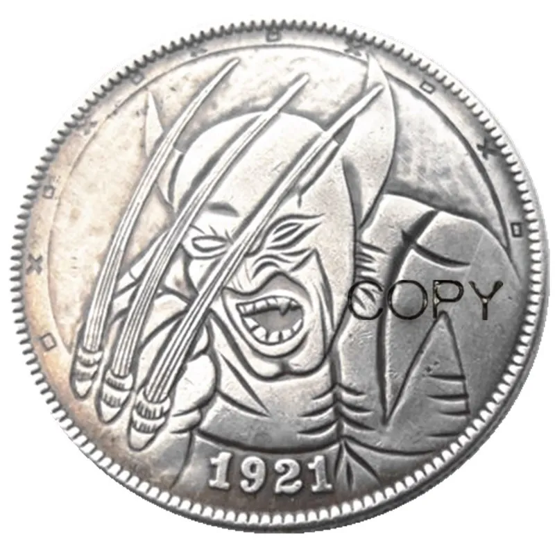 

US Hobo 1921 Morgan Dollar In Wolverine Creative Nickel Coin Pressed Copy Coins