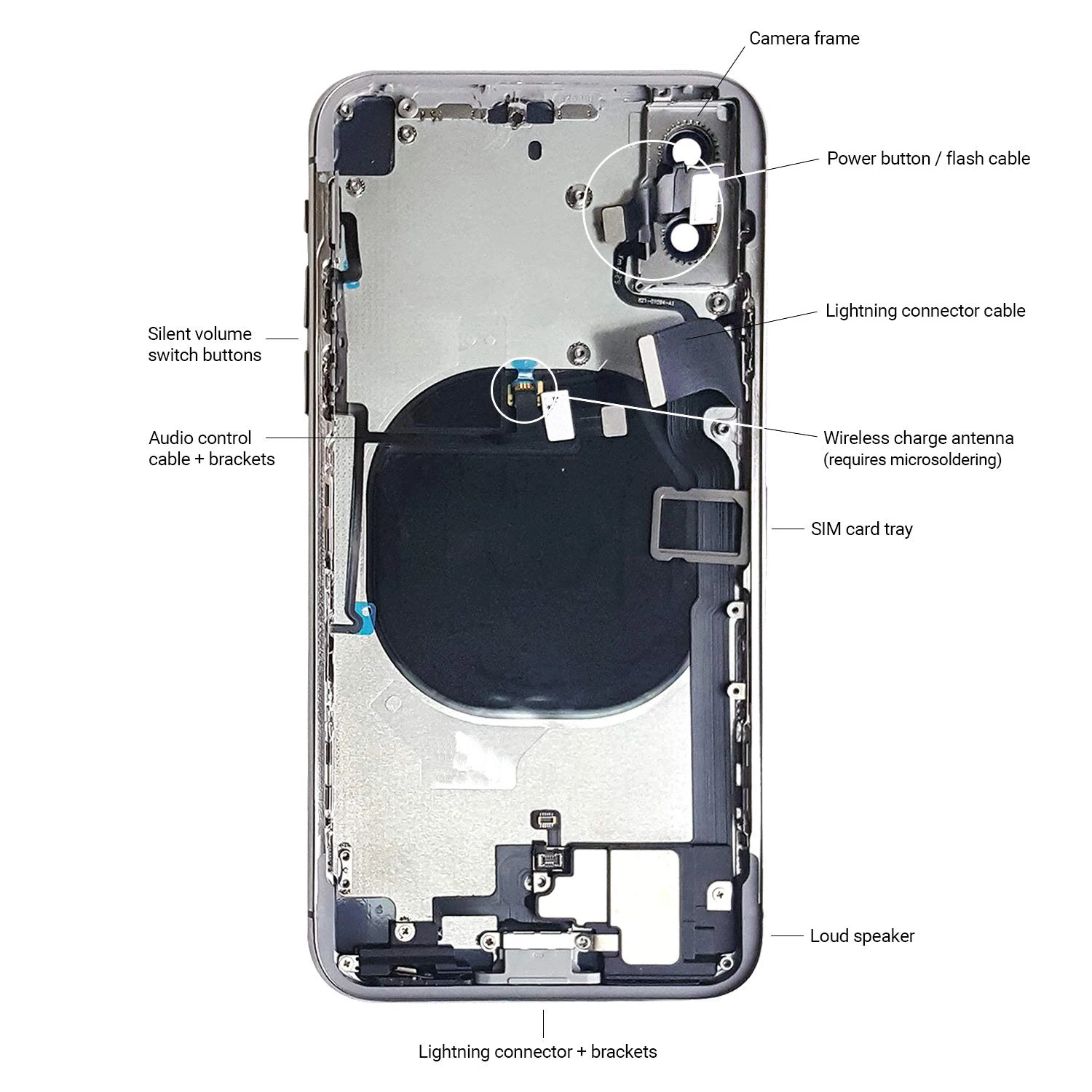 5 шт. Замена для iphone 8 8G Plus X XR XS MAX задняя средняя рамка Шасси Полный Корпус в сборе крышка батареи с гибким кабелем