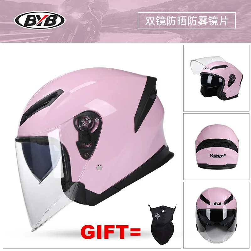 

Latest DOT Approved Open Half Face Motorcycle Helmet Dual Lens Double Visors Electric Bicycle Helmet For Adults Man