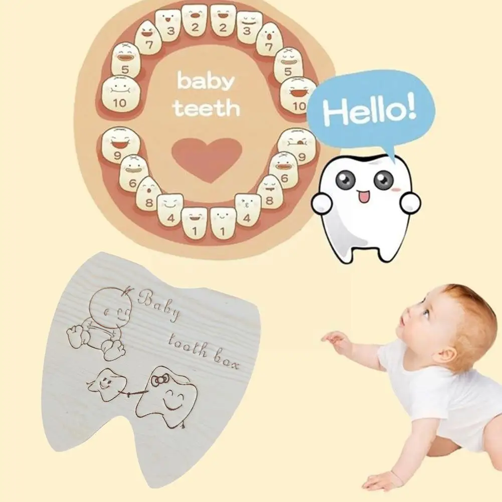 

Baby Wooden Deciduous Tooth Box Children Umbilical Teeth Collect Cord Storage Souvenirs Box Organizer Baby Boys Save Girls G0N8
