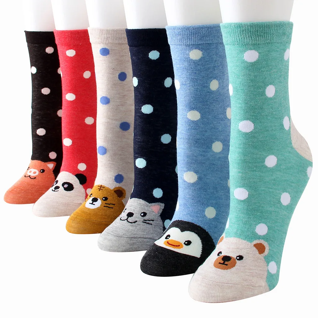 Женские носки с изображением животных мира милые хлопковые рисунками в стиле