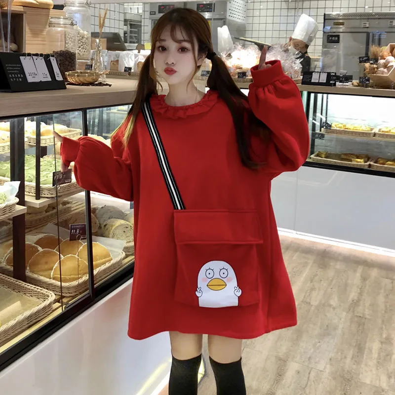

Fashion Korea Lovely Spring Oversize Jacket Hoodies Streetwear Autumn Yellow Red Cute Students Loose female Harajuku Tops
