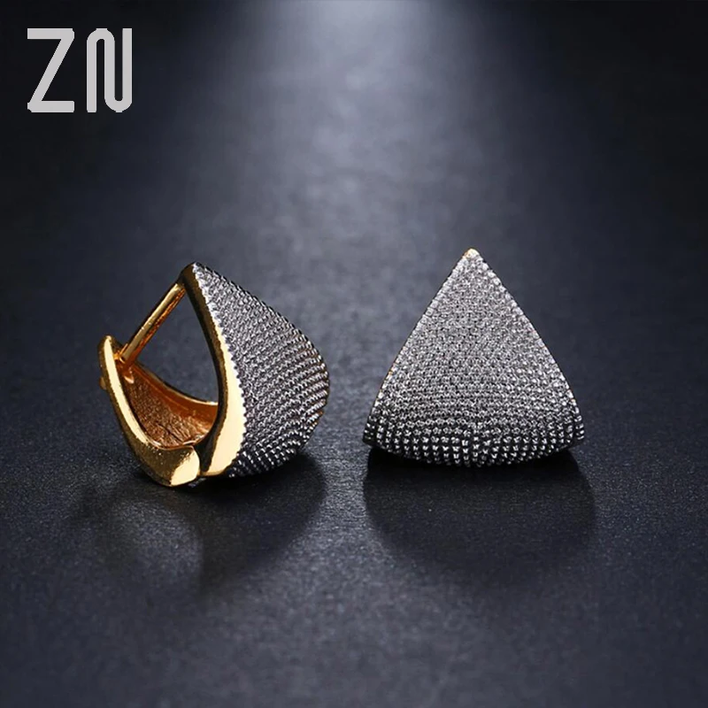 

ZN NEW Unique Fashion Two Tone Originality Geometric Jewelry Earrings For Woman Charm Wedding Party Gift