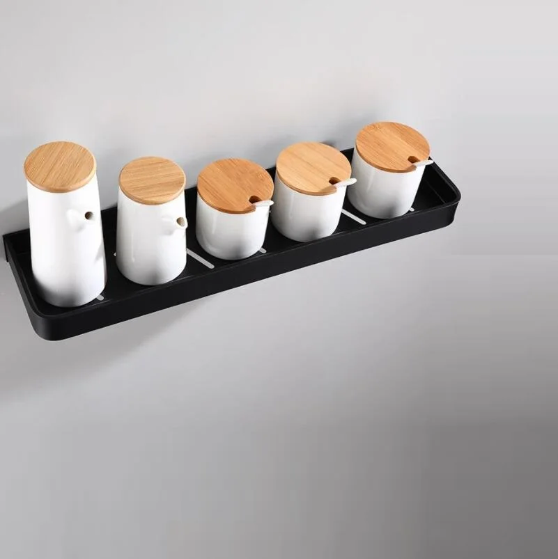 Полка для ванной комнаты полка душа алюминиевая черная угловая настенный черный