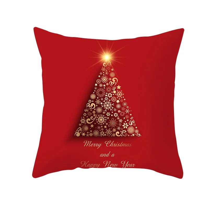 

2021 New Pillowcase 45X45cm Merry Christmas Gifts Sofa Home Office Living Room Pillows Red Custom Decorative Cushion Cover